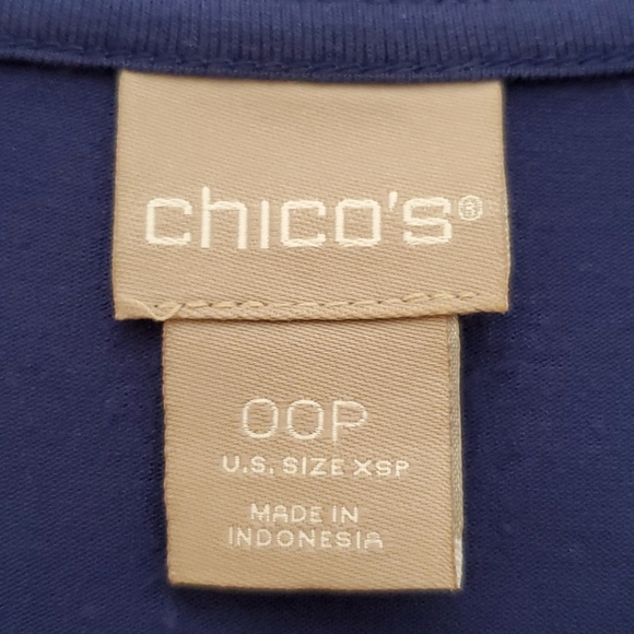Chico's Navy Long Sleeve Top with Sheer Bottom - Picture 9 of 10